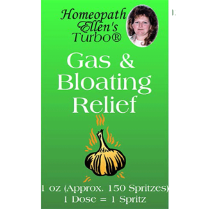 Homeopathic gas and bloating relief spritz.