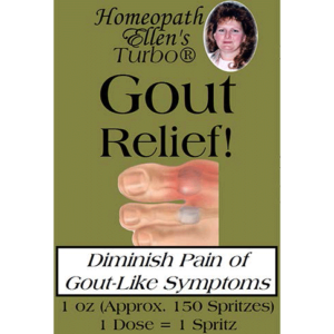 Homeopathic gout relief spritz remedy.